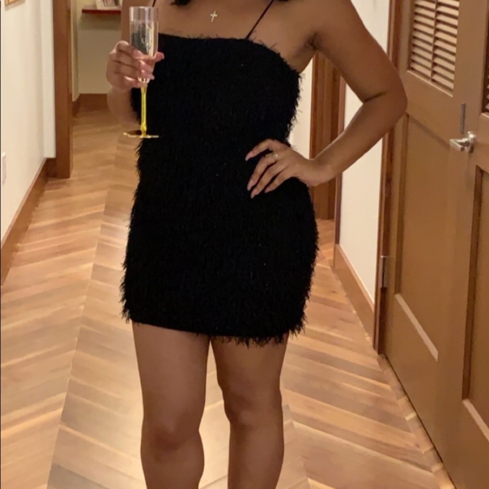 Black fuzzy bodycon dress